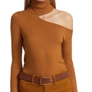 L'Agence Nicky Cutout Stretch Jersey Turtleneck Sweater